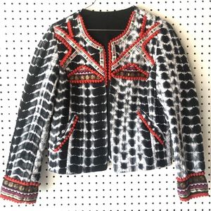 *SOLD* Festive black and white tie dye jacket